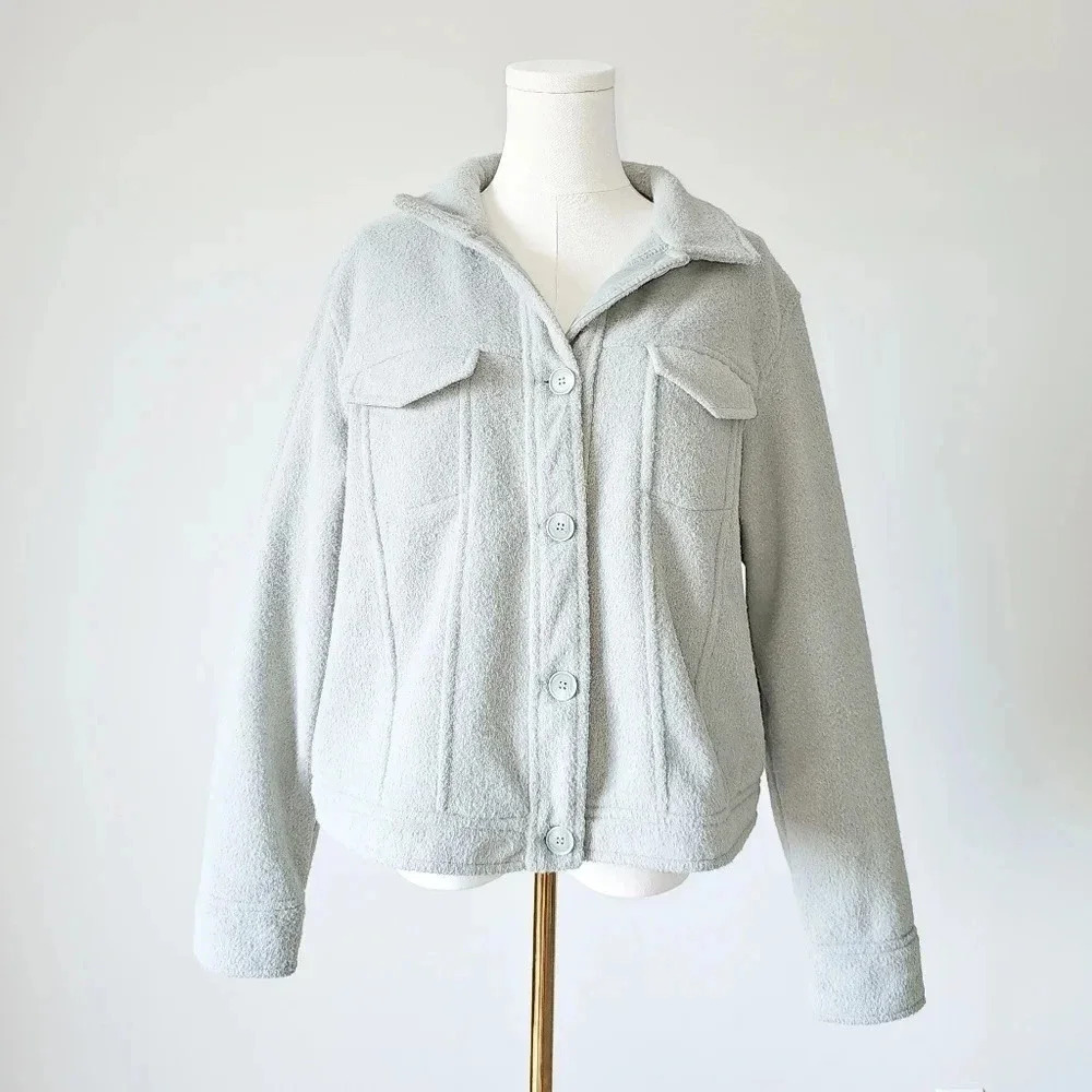 Joie Size XL cropped boxy shacket Sage green button up jacket - Picture 1 of 10